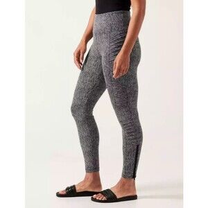 Athleta Delancey Black Gray Herringbone Moto Tight Leggings - Small NWT! $98